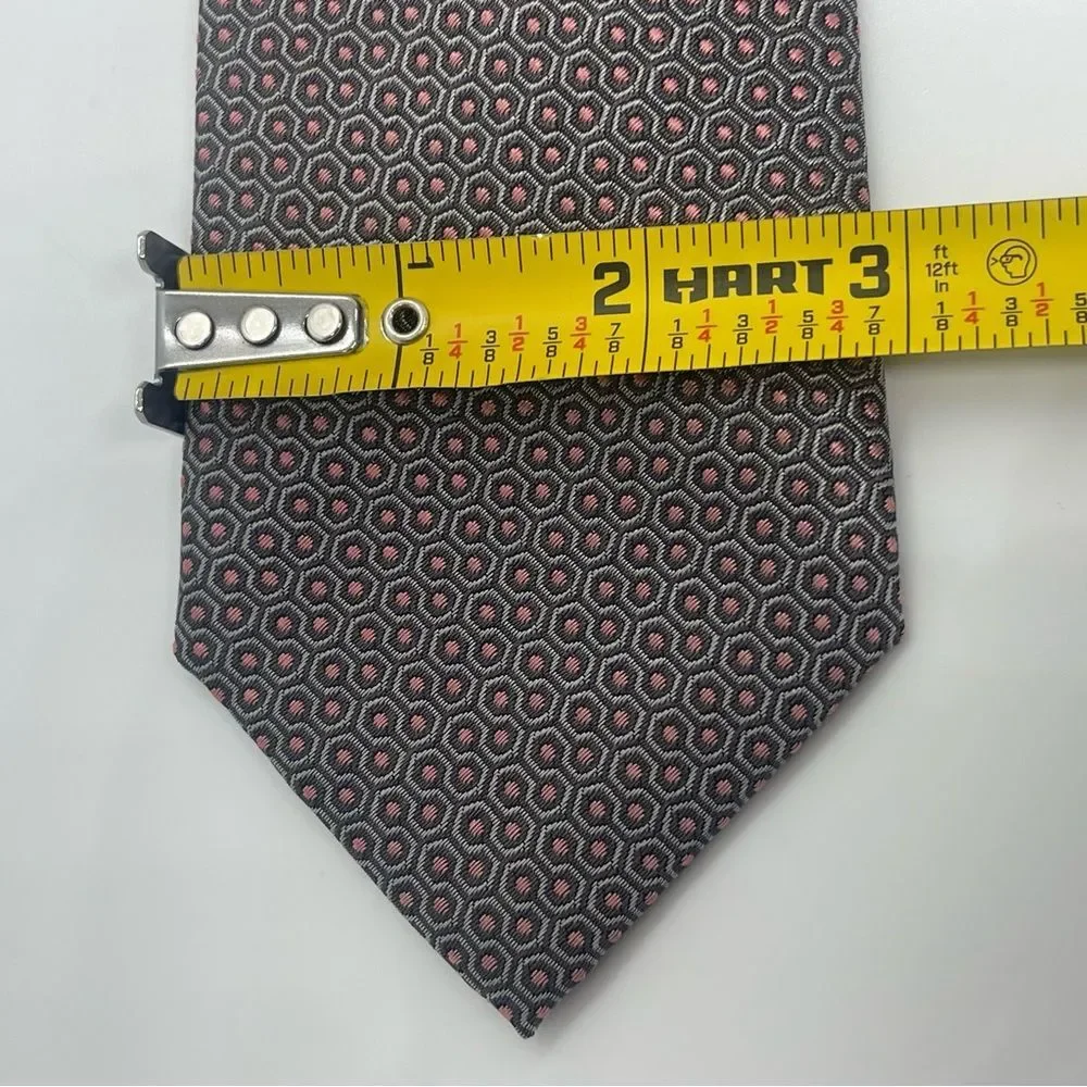 Vince Camuto Gray Pink Silk Blend Office Career Necktie NWOT